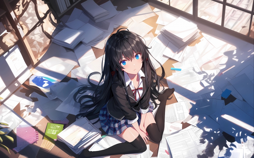 雪之下雪乃 蓝色眼睛 长发 4K壁纸 3840×2400