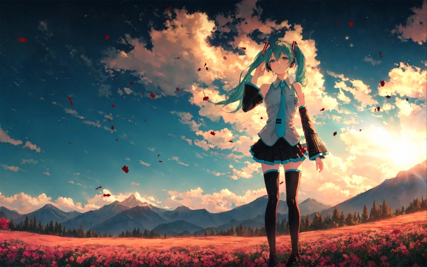 Miku初音未来 黄昏的天空 4K动漫壁纸 3840×2400