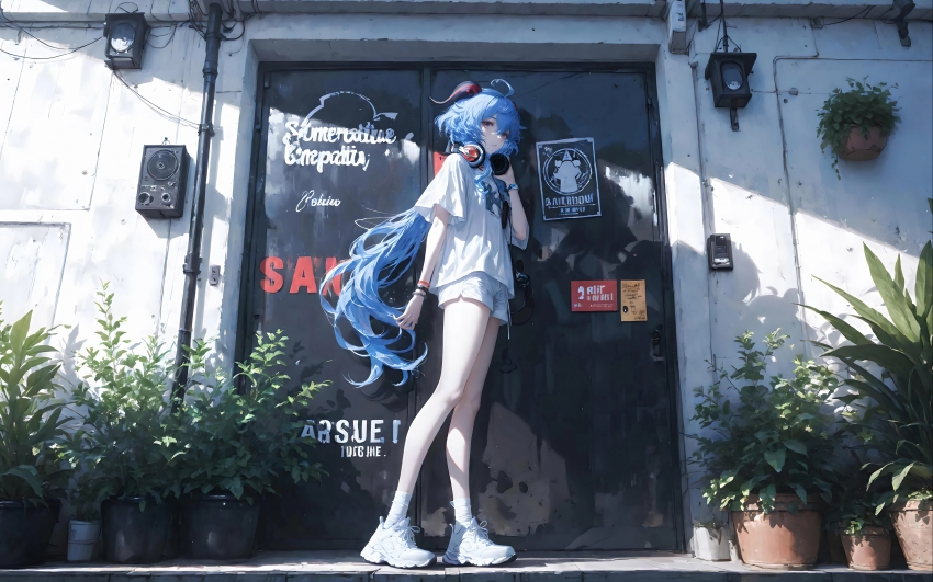 原神 甘雨 蓝发 白色短袖 夏装 4K动漫壁纸 3840×2400