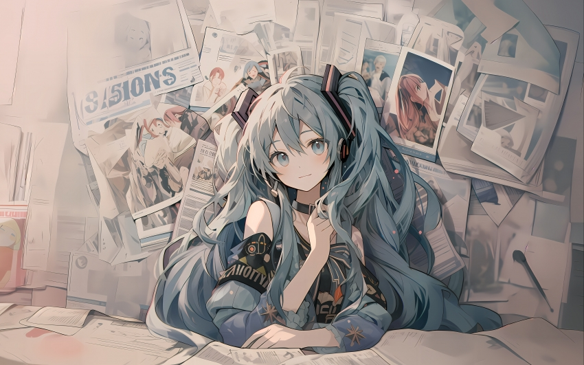 海报 报纸墙 miku 初音未来 4K壁纸 3840×2400