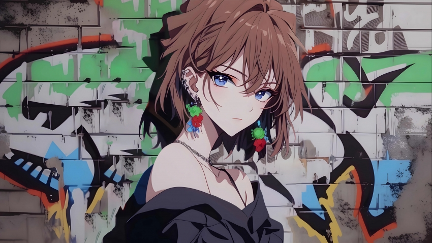 灰原哀 涂鸦墙背景图片 4K壁纸 3840×2160