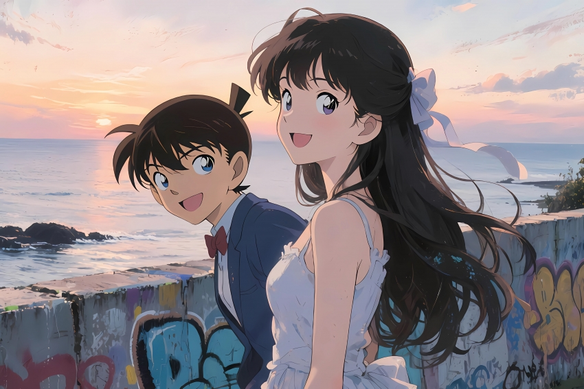 海边 柯南 长发女孩 4K壁纸3840×2560