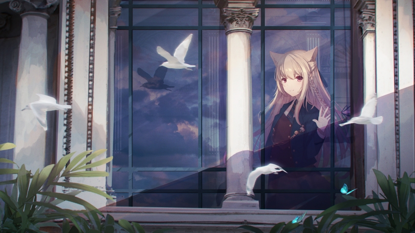 可爱猫耳女孩 梦想 白色的羽毛 4k动漫壁纸3840×2160