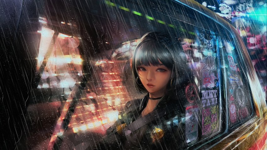 雨天透过车窗的女孩4k动漫壁纸3840×2160