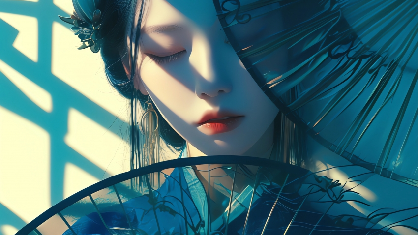 古风少女 遮脸 4k动漫壁纸 3840×2160