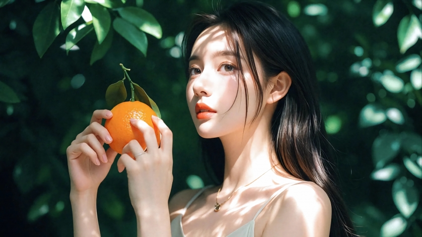 橘子 长发美女 4k壁纸3840×2160