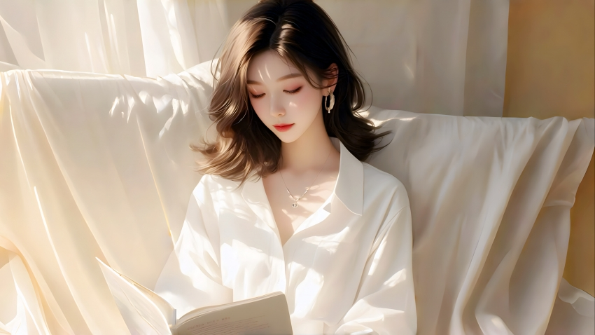 看书美女4k动漫壁纸3840×2160