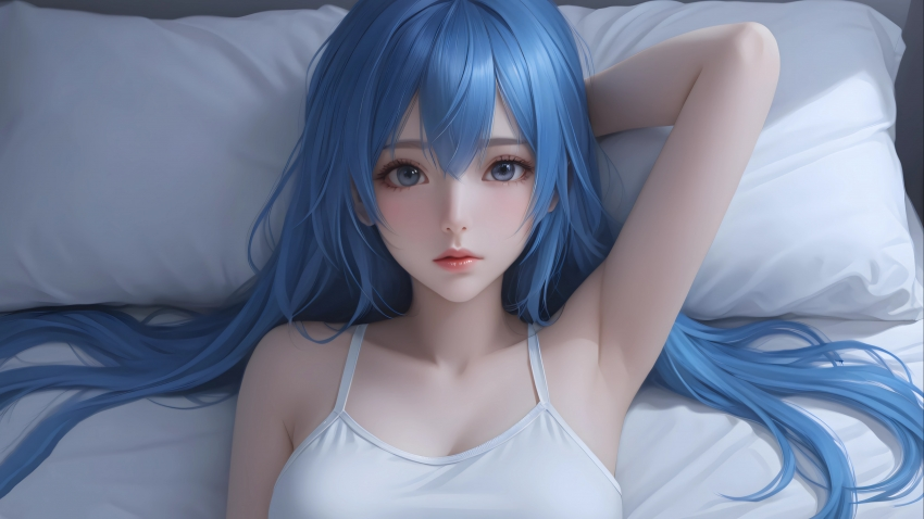 卡通蓝发女孩 可爱动漫少女 4k壁纸 3840×2160